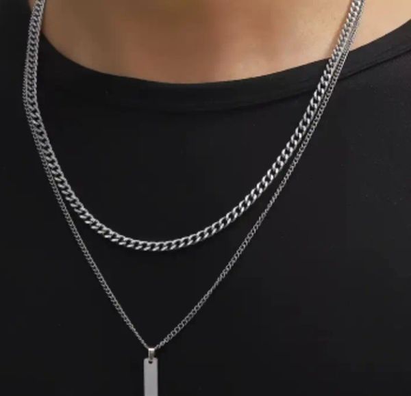 Layered Rectangular Pendant Chain.