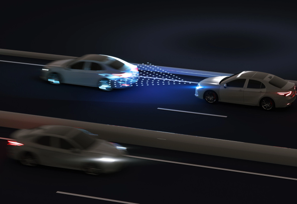 Automotive Lidar. Light detection radar. Cars with sensors. Automotive technology.