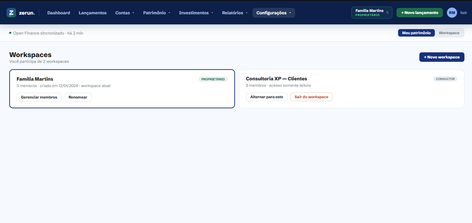 Multiplos Workspaces
