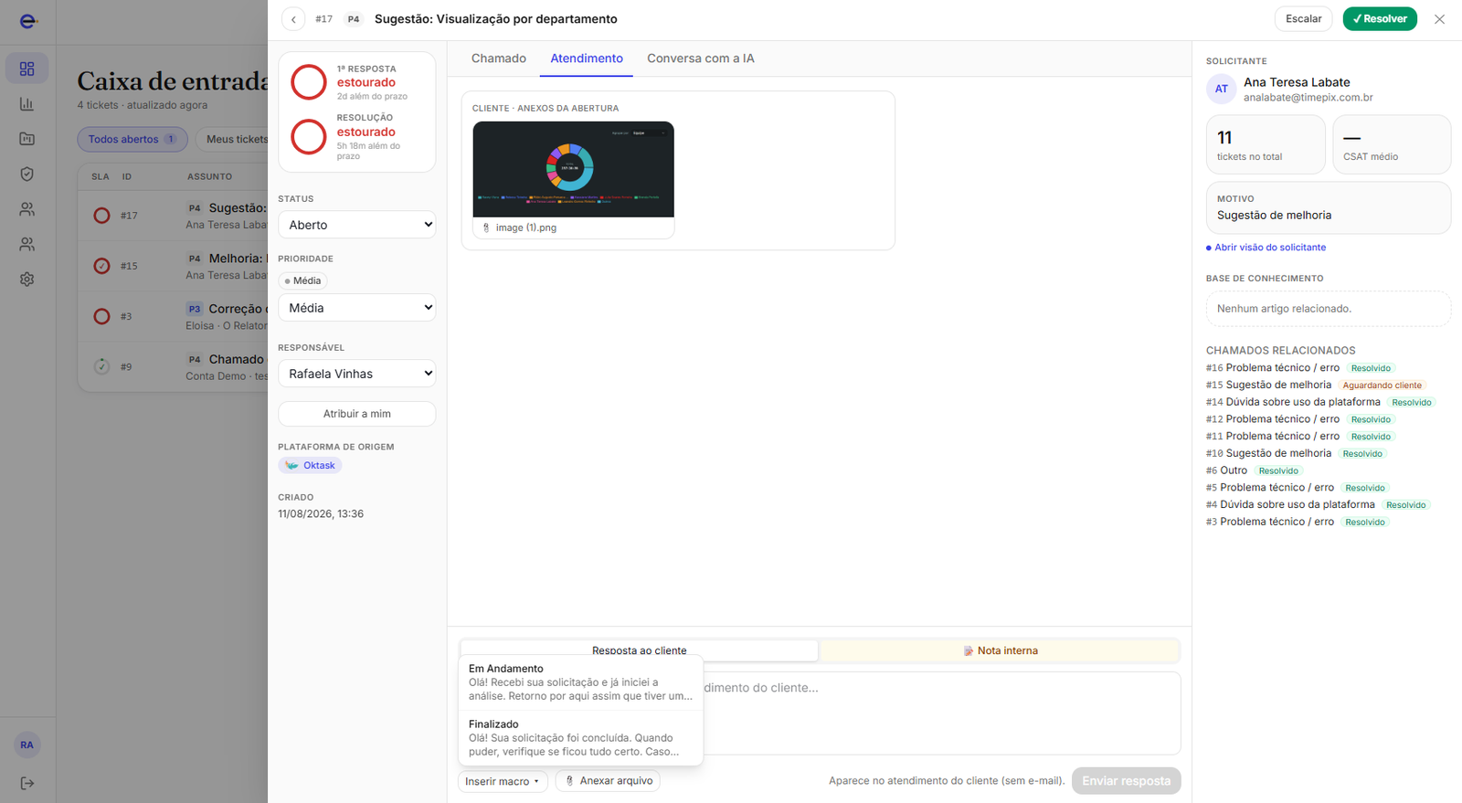 Agente de IA respondendo a partir da base de conhecimento