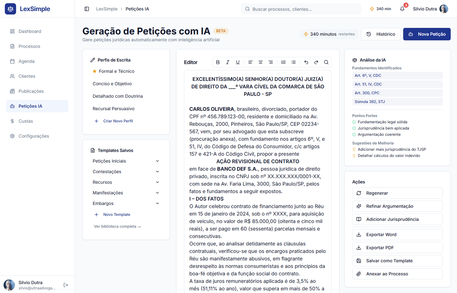 Petições com IA: Gere petições jurídicas automaticamente com IA