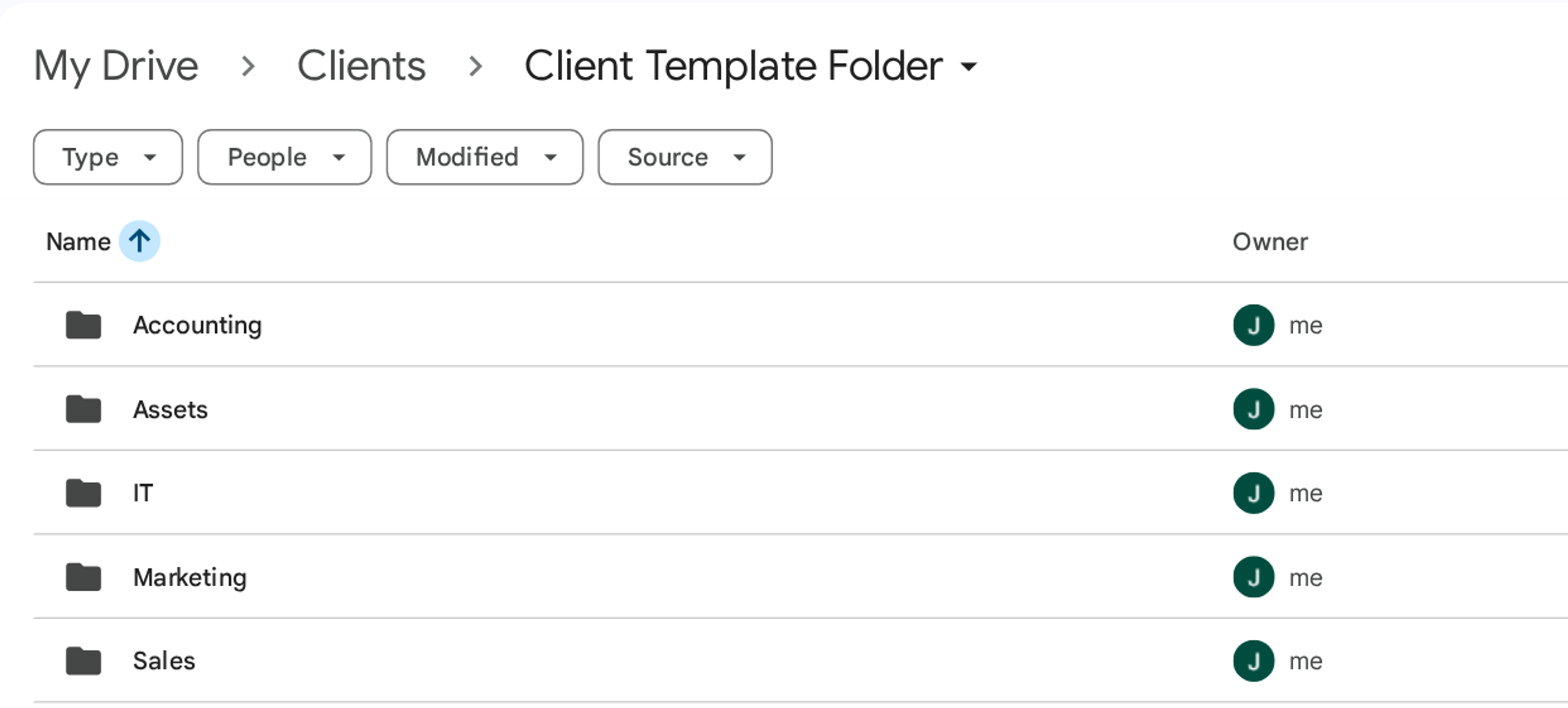 The copied folder and its subfolders in Google Drive