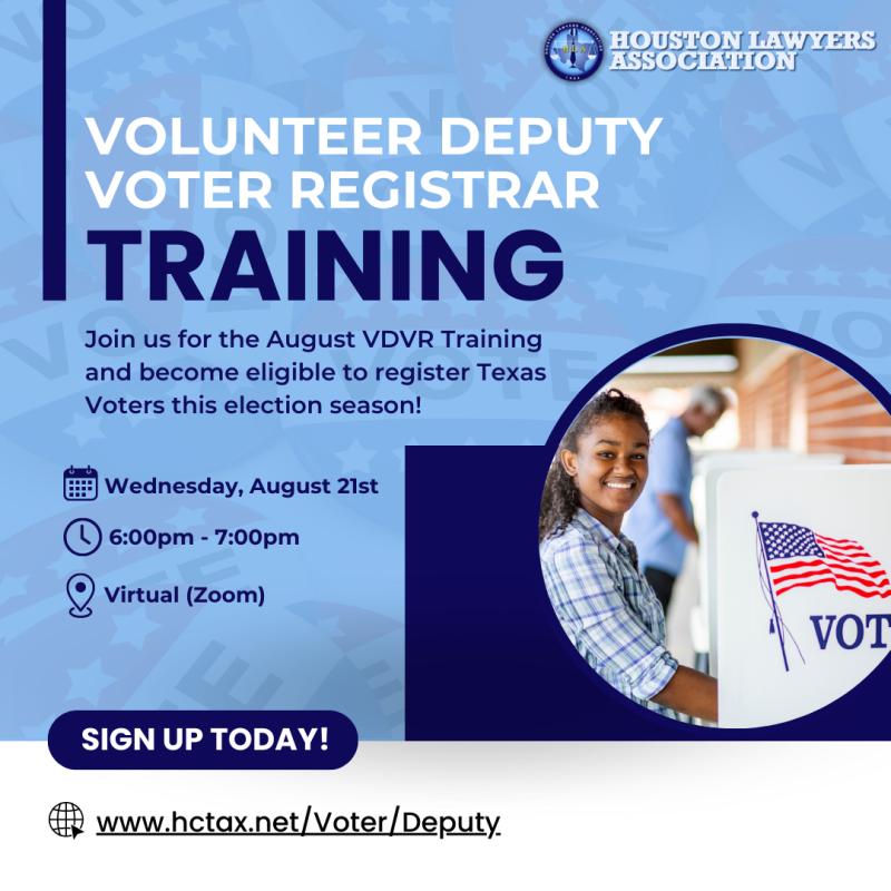 Volunteer Deputy Voter Registrar Training event flyer