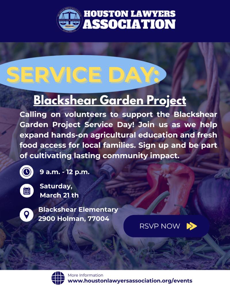 Community Service: Blackshear Garden event flyer