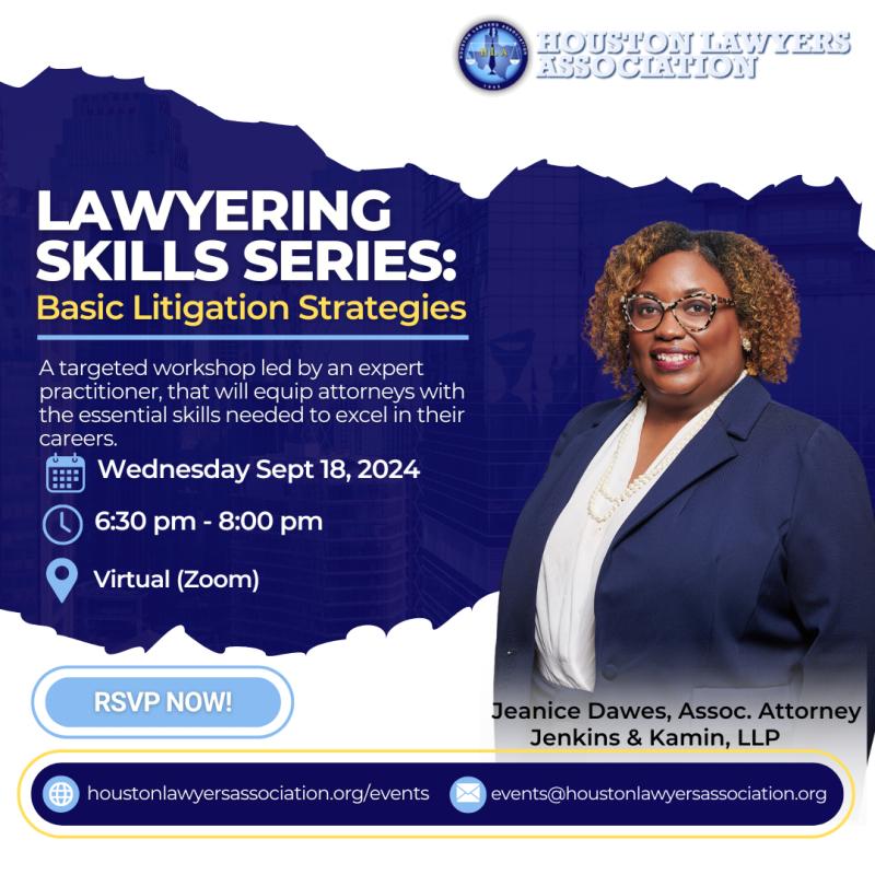Lawyering Skills Series: Basic Litigation Strategies event flyer