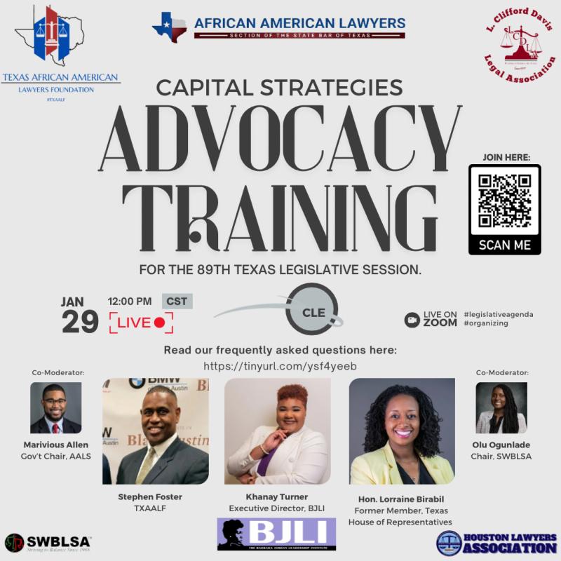 Capital Strategies Advocacy Training & CLE event flyer