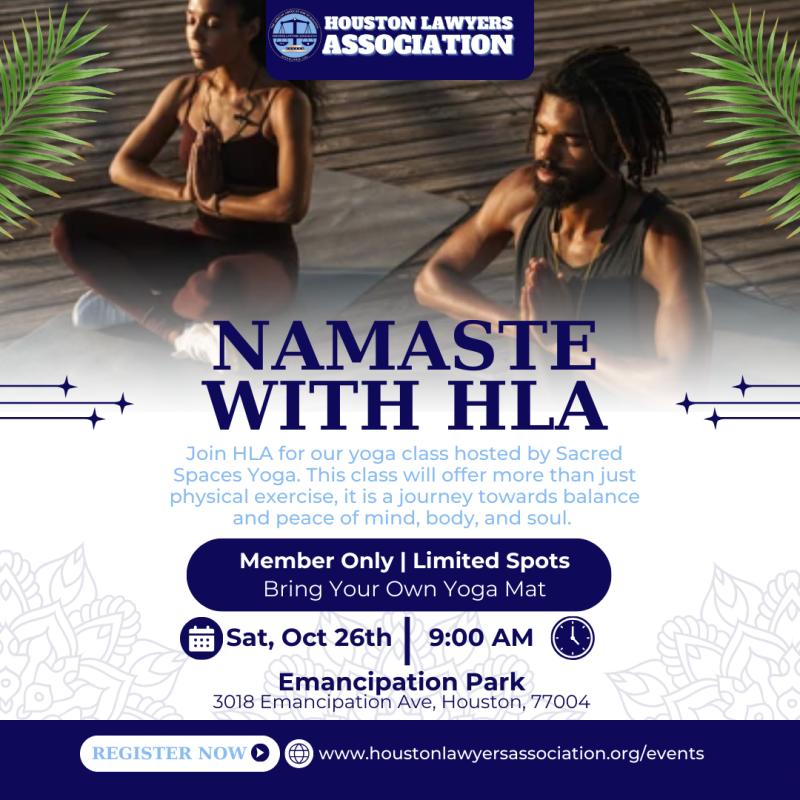 Namaste With HLA event flyer