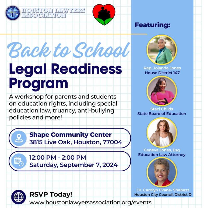 Back to School Legal Readiness Program event flyer