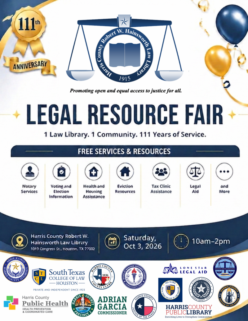 Harris County Legal Resource Fair (Volunteers) event flyer