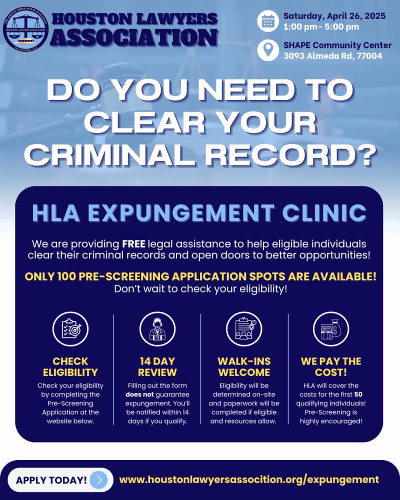 Expungement Clinic event flyer