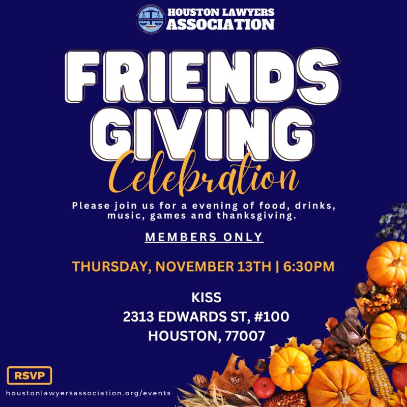 HLA Friendsgiving event flyer