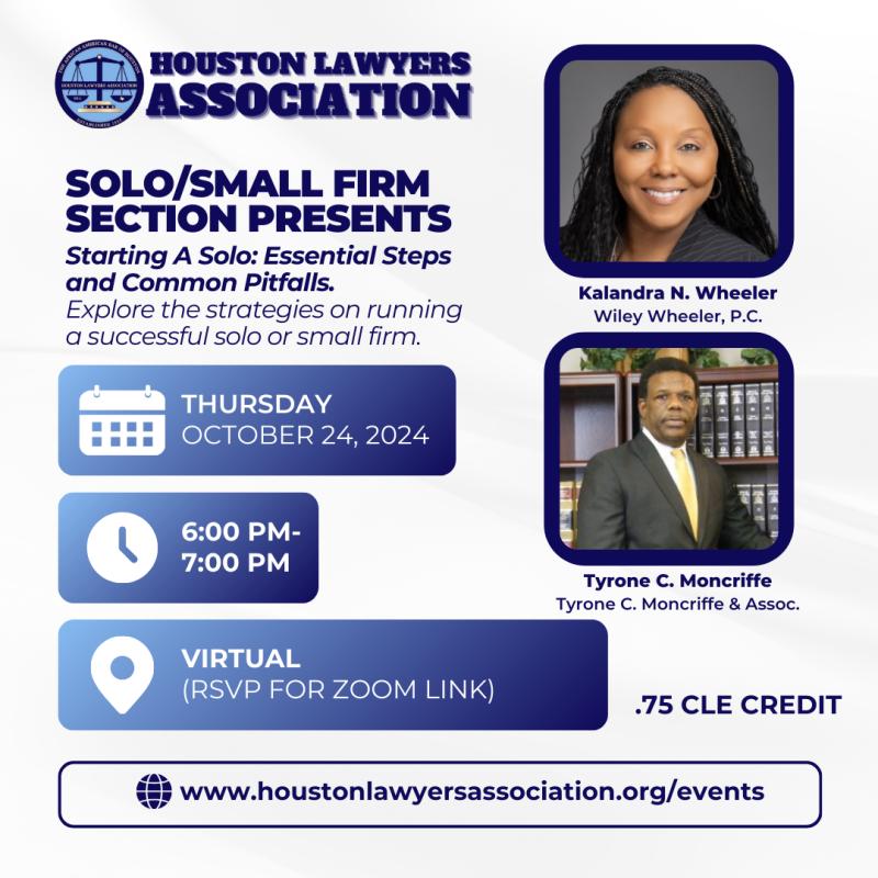 Solo/Small Firm Section Presents: Starting A Solo- Essential Steps and Common Pitfalls event flyer