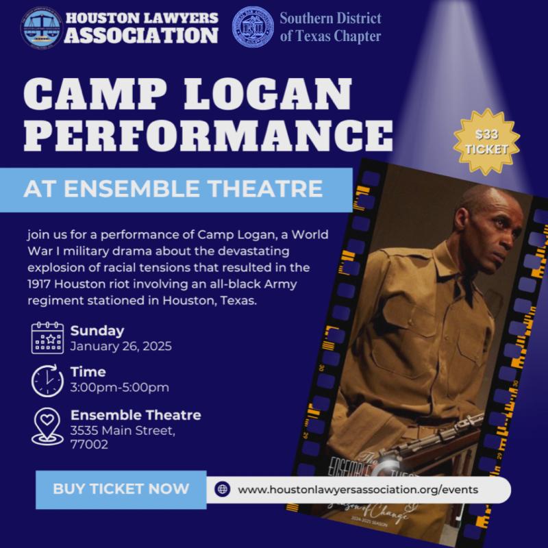 Camp Logan Play at Ensemble Theatre event flyer