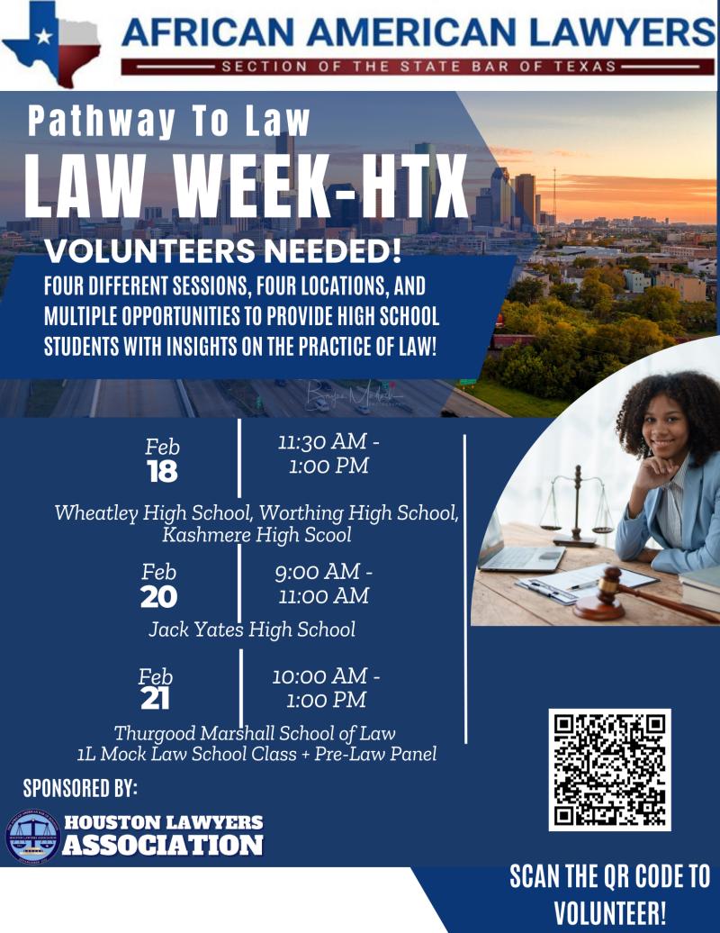 Volunteer: Pathway to Law- Law Week event flyer