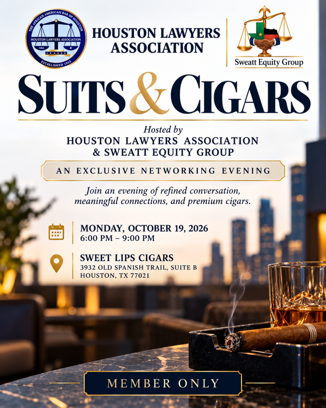 Suits & Cigars event flyer