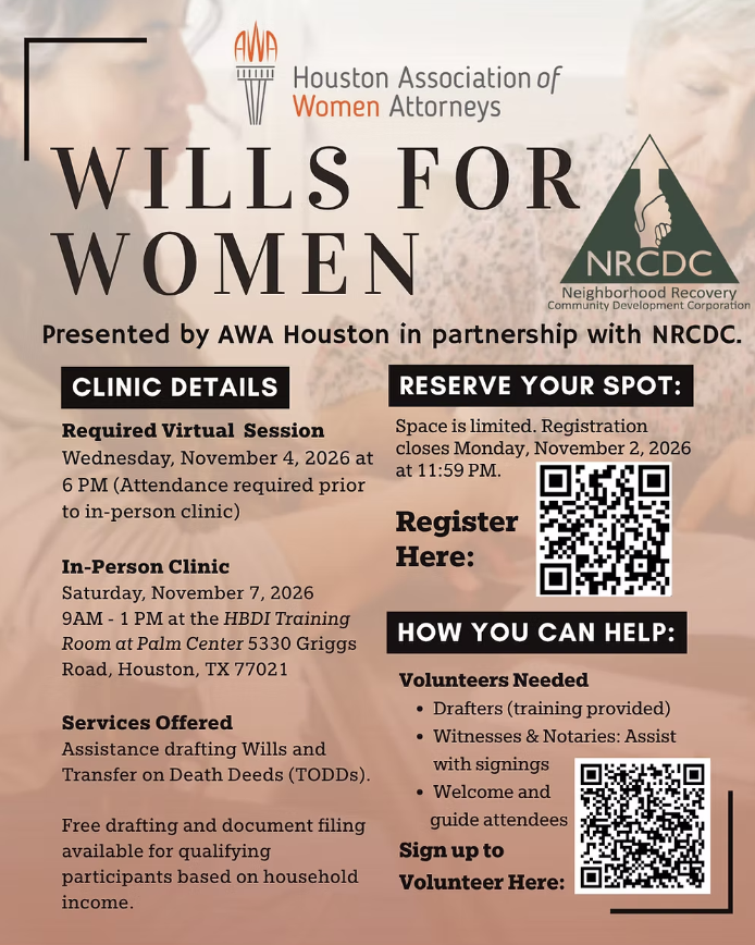 Wills for Women event flyer
