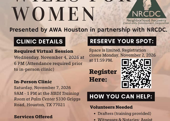 Wills for Women event flyer