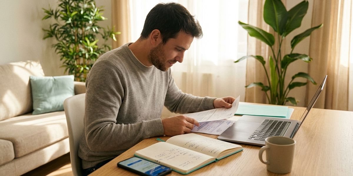 Autónomo revisando su CNAE 2025 en el ordenador para evitar sobrecotizar