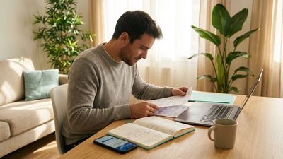 Autónomo revisando su CNAE 2025 en el ordenador para evitar sobrecotizar