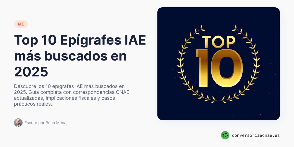 Top 10 Epígrafes IAE más buscados en 2025
