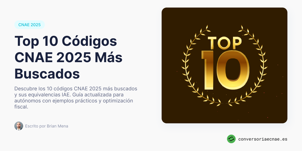 Top 10 Códigos CNAE 2025 Más Buscados