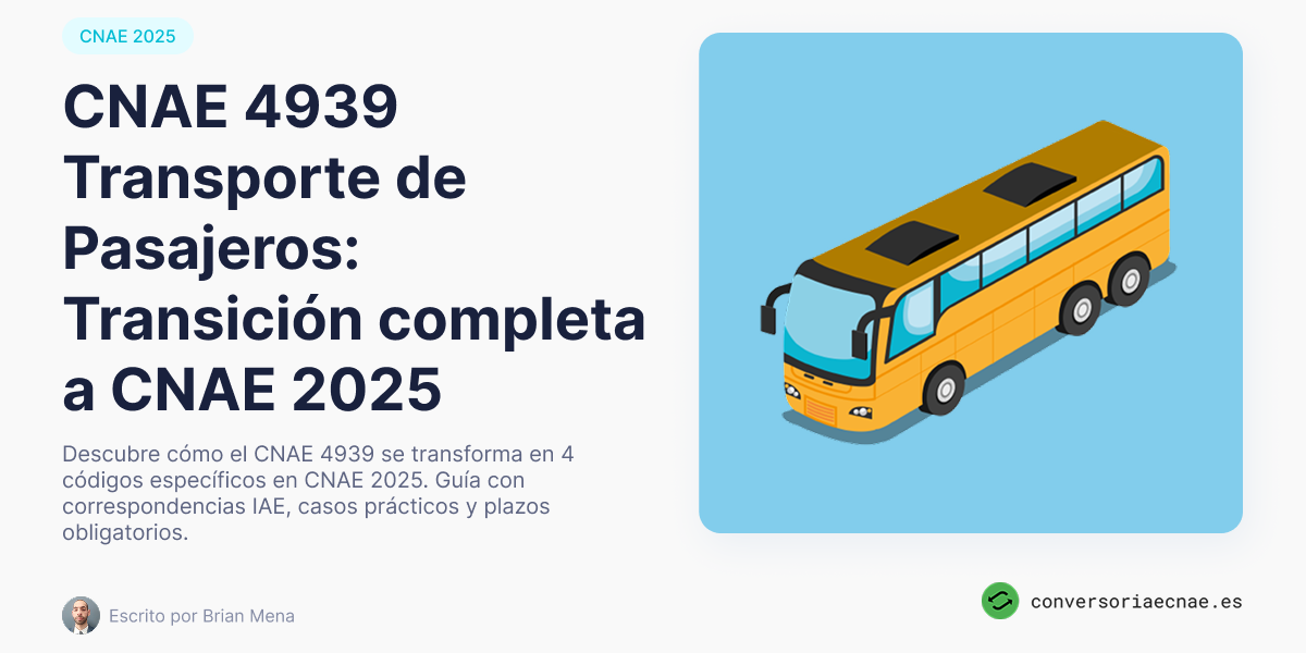 CNAE 4939 Transporte de Pasajeros: Transición completa a CNAE 2025