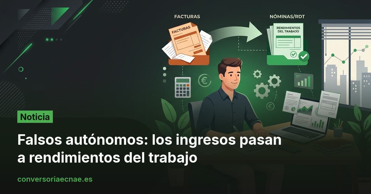 Falsos autónomos: los ingresos pasan a rendimientos del trabajo