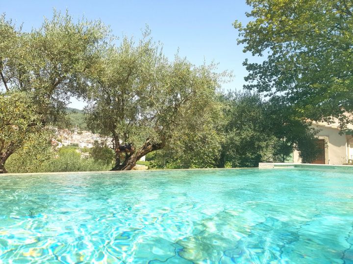 Eau turquoise de la piscine du domaine