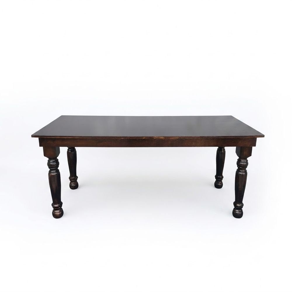 Mesa rectangular de madera con patas torneadas — Chocolate