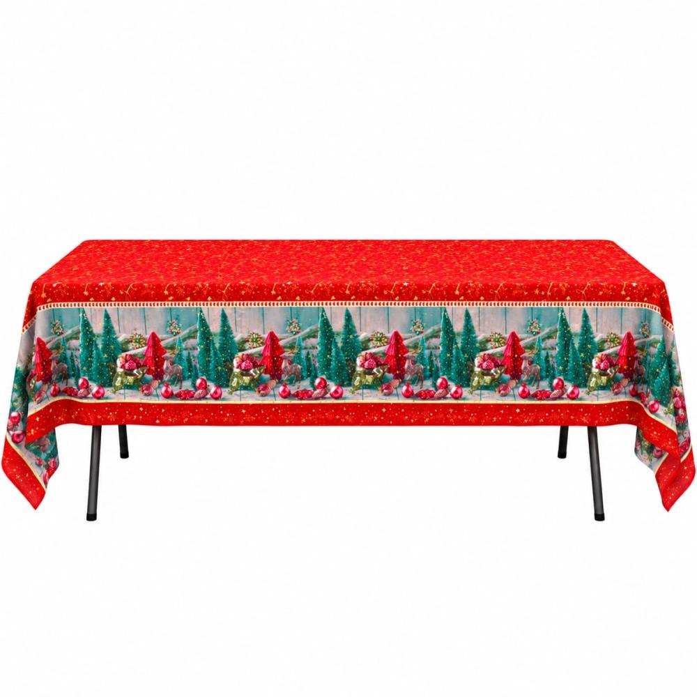 Mantel rectangular sencillo — Navideño pinos