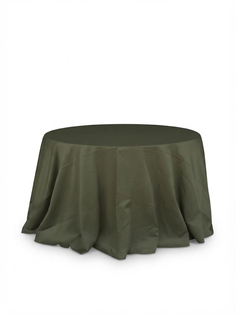 Mantel redondo 60" satín — Verde olivo