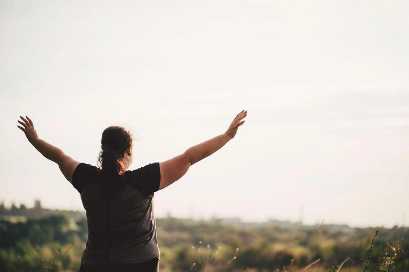 Woman happy to have lost weight