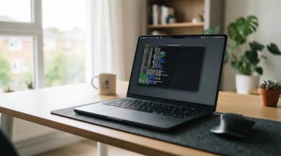 Command Prompt window running network reset commands on a Windows laptop