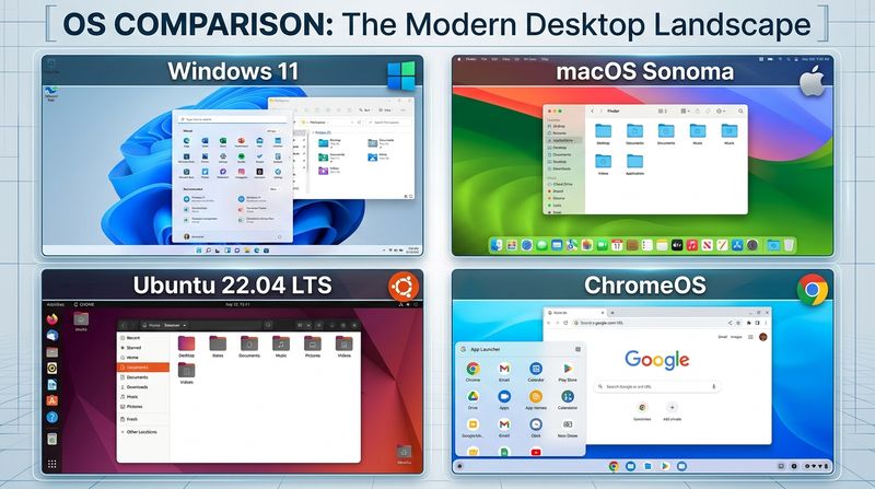 Comparison of Windows, Linux, macOS, and ChromeOS desktop environments