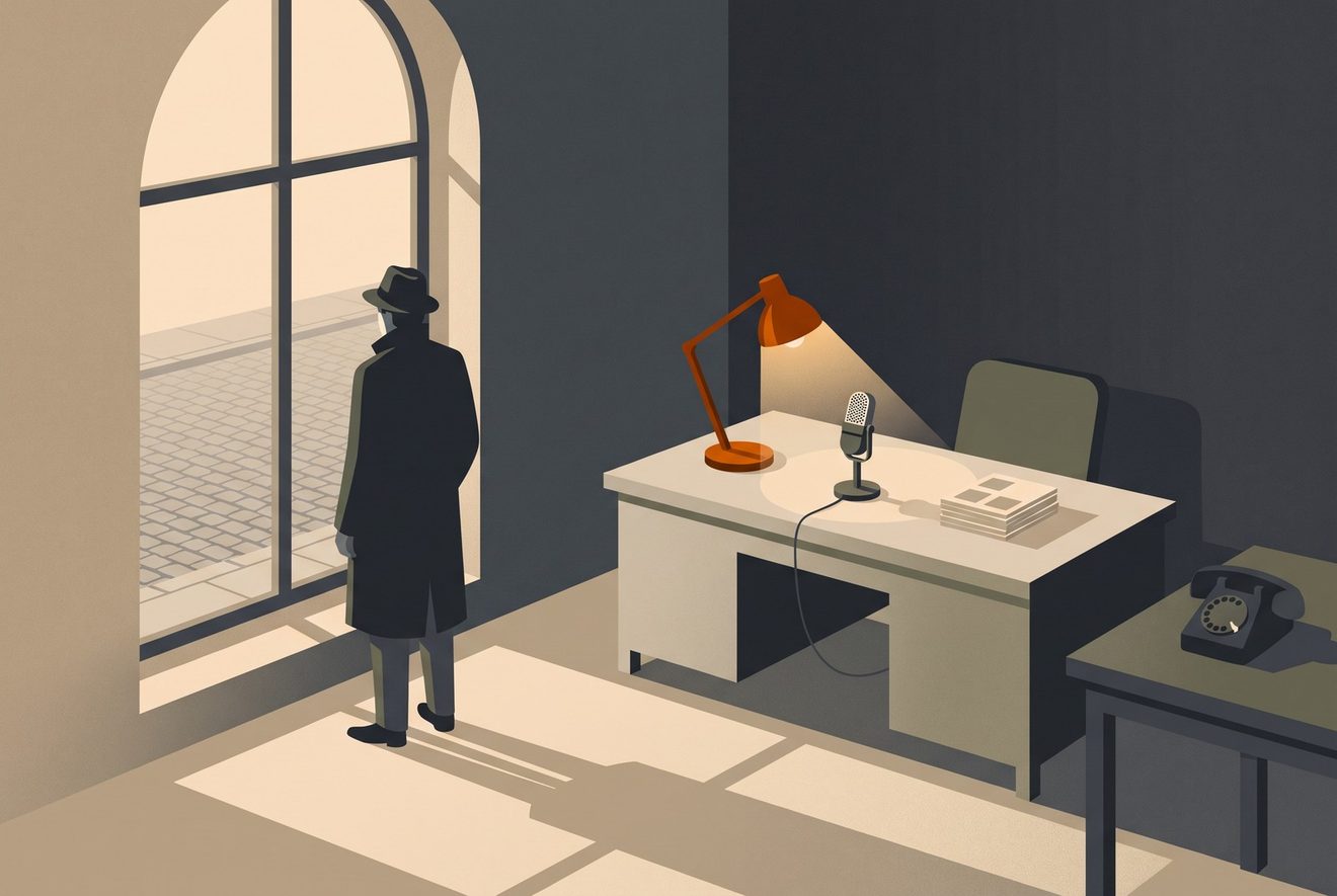 An estate agent's office in a dead season: no viewings, a silent phone, an agent at the window watching an empty street.