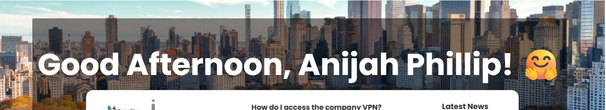 greeting, behind banner