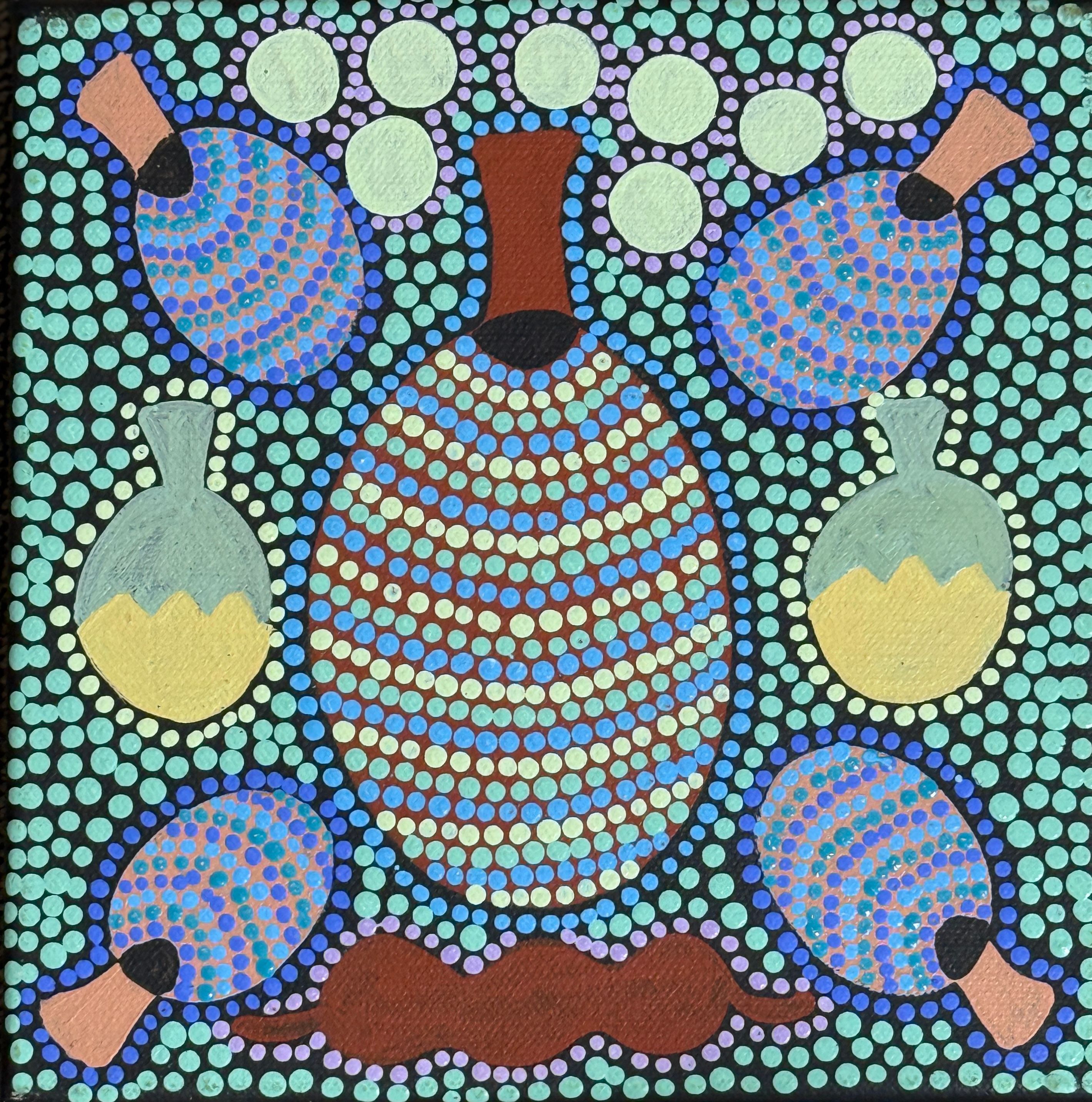 Boabs2 by Tracee Cox, acrylic on canvas by Gooniyandi Artists, available at Straddievarious Brisbane art gallery