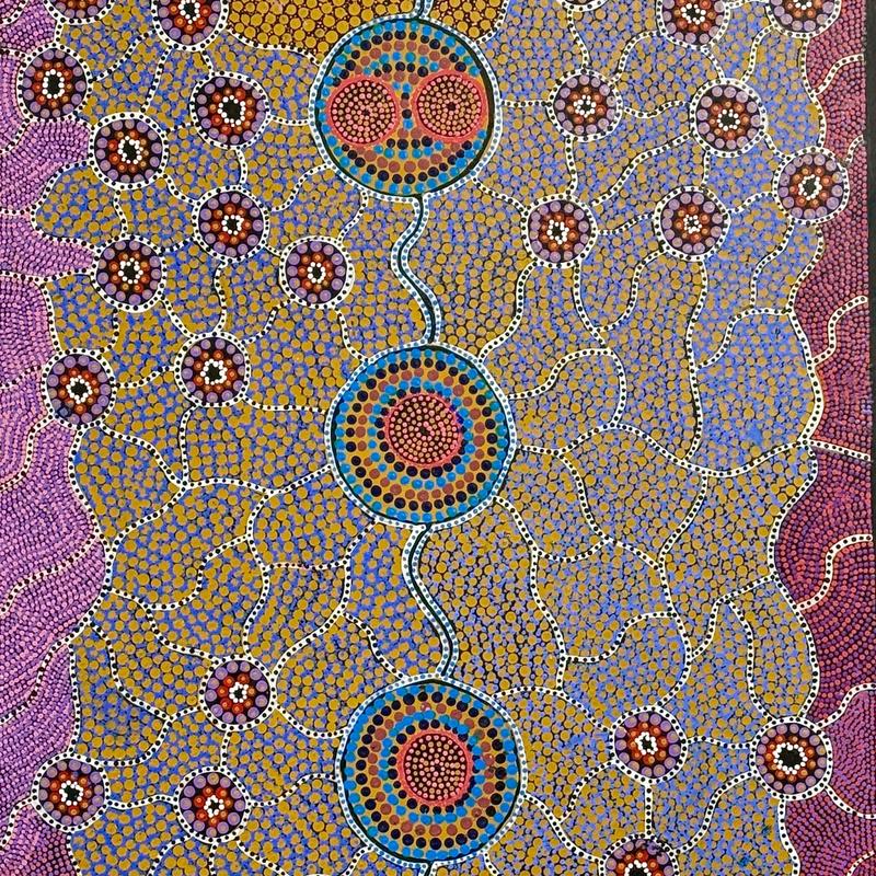 My Mothers Walk-off by Marion Cox, acrylic on canvas by Gooniyandi Artists, available at Straddievarious Brisbane art gallery