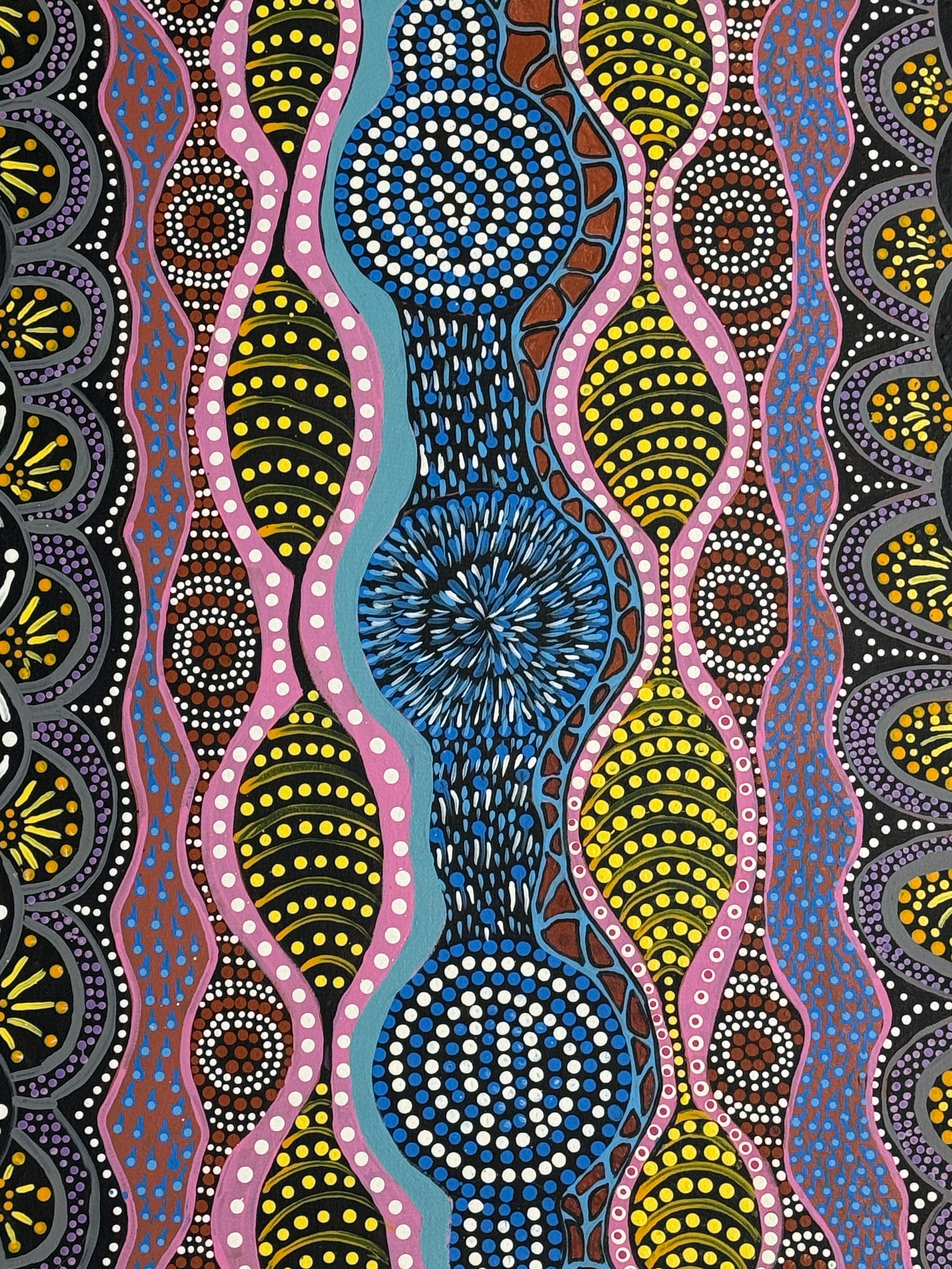 Our Gooniyandi Land by Frances Dawson, acrylic on canvas by Gooniyandi Artists, available at Straddievarious Brisbane art gallery