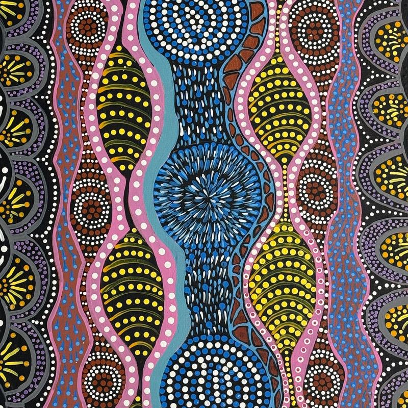 Our Gooniyandi Land by Frances Dawson, acrylic on canvas by Gooniyandi Artists, available at Straddievarious Brisbane art gallery