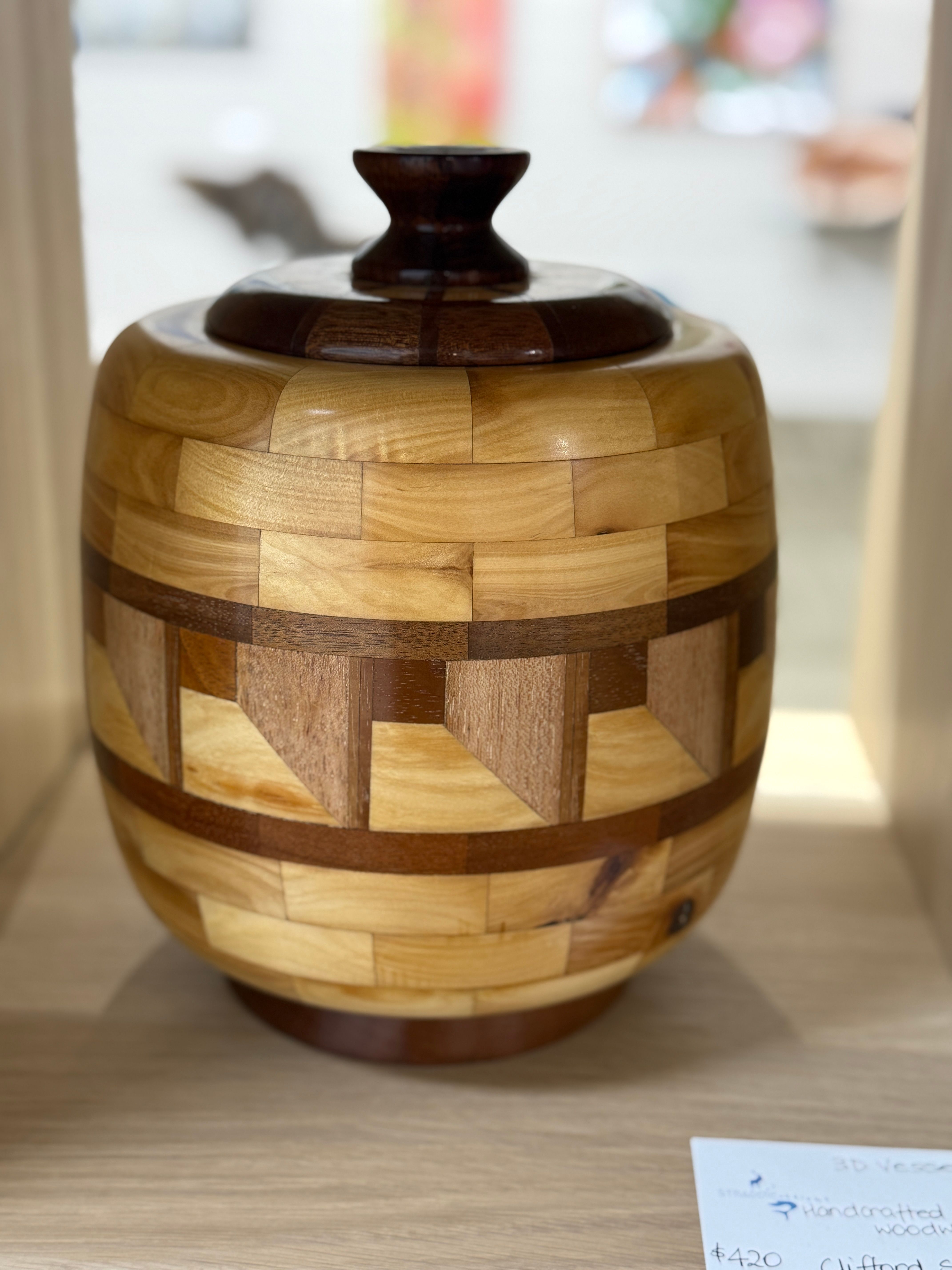 3D Vessell, handcrafted in recycled timbers by Clifford Smith, available at Straddievarious Brisbane art gallery