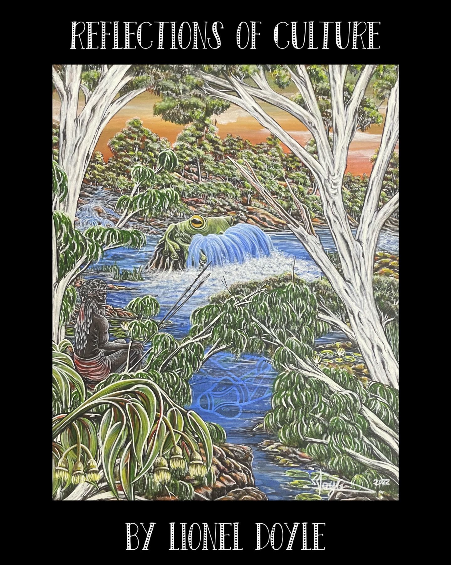 Reflections of Culture, framed acrylic on canvas by Lionel Doyle, available at Straddievarious Brisbane art gallery