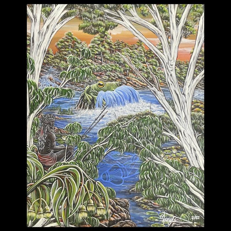 Reflections of Culture, framed acrylic on canvas by Lionel Doyle, available at Straddievarious Brisbane art gallery