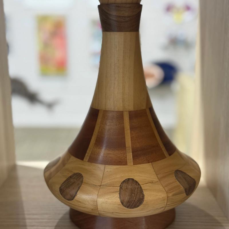 Genie Bottle, handcrafted in recycled timbers by Clifford Smith, available at Straddievarious Brisbane art gallery