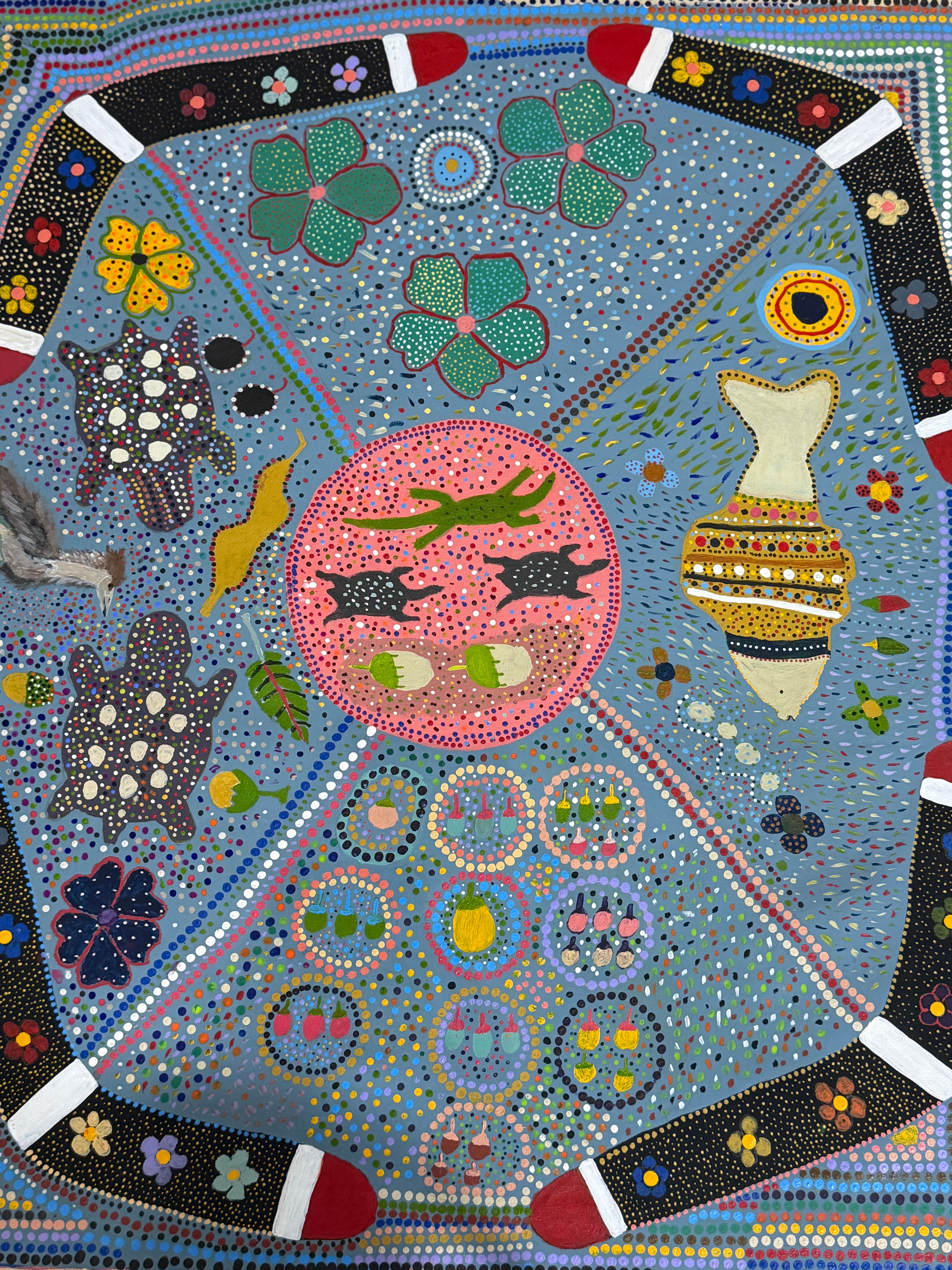 Gooloorndoo Bardiri (Bush Flowers) by Susan Campbell by Gooniyandi Artists, available at Straddievarious Brisbane art gallery