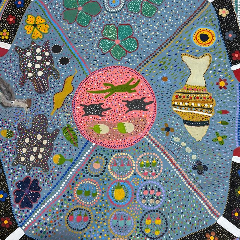 Gooloorndoo Bardiri (Bush Flowers) by Susan Campbell by Gooniyandi Artists, available at Straddievarious Brisbane art gallery