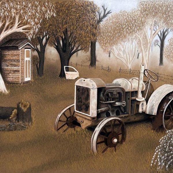 Life On The Farm, soft pastels & pastel pencils on paper by Bronwen Russell, available at Straddievarious Brisbane art gallery