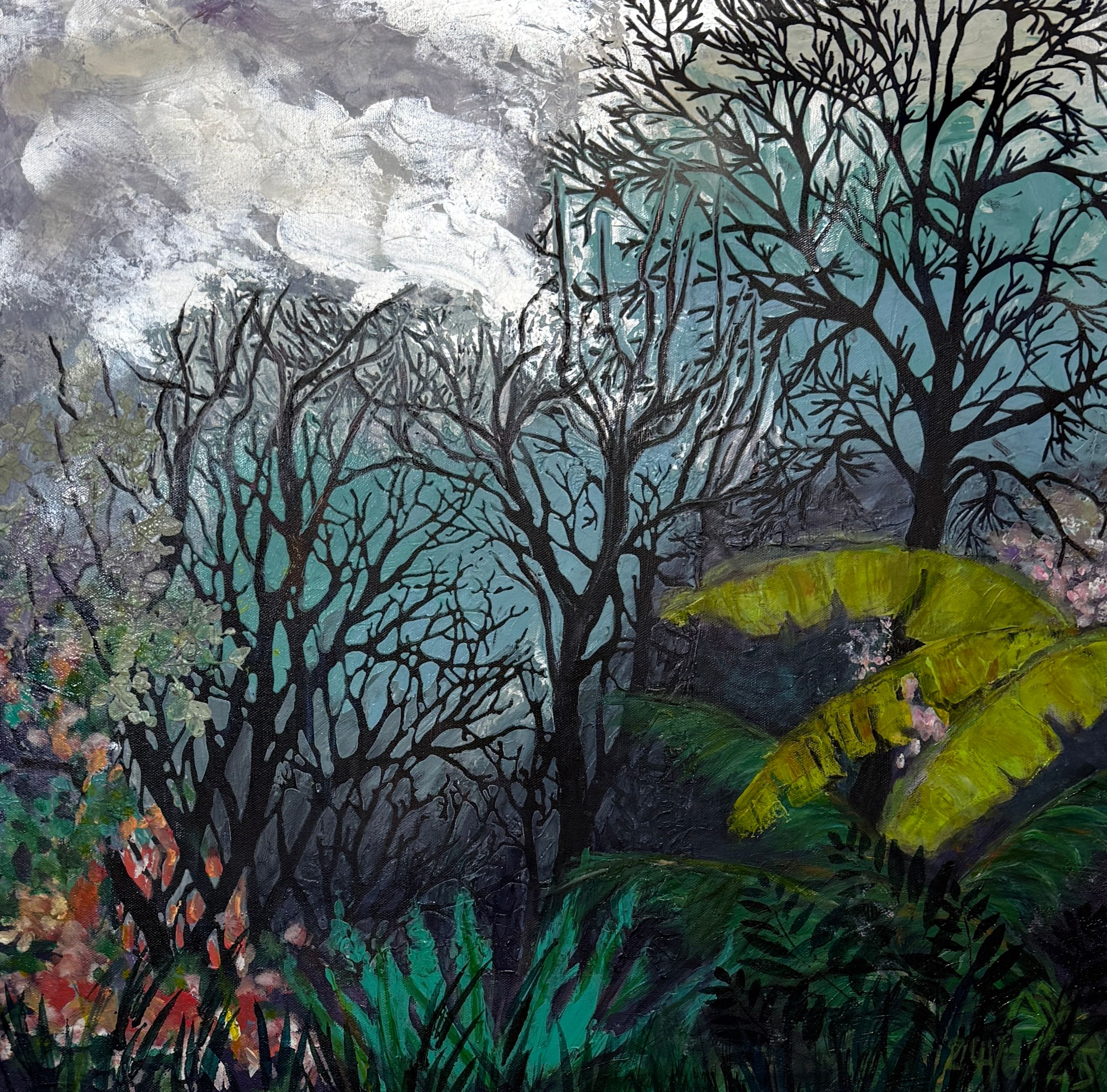 Misty Morning, acrylic on canvas by A'ysha, available at Straddievarious Brisbane art gallery