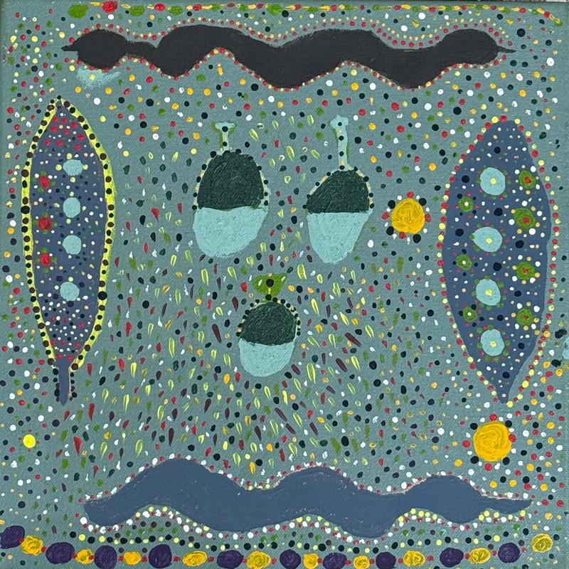 Bush Tucker 2 by Susan Campbell, acrylic on canvas by Gooniyandi Artists, available at Straddievarious Brisbane art gallery