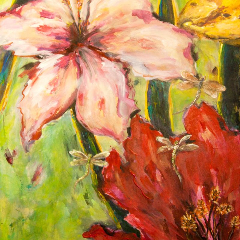 Pink Floral, acrylic on canvas unframed by A'ysha, available at Straddievarious Brisbane art gallery